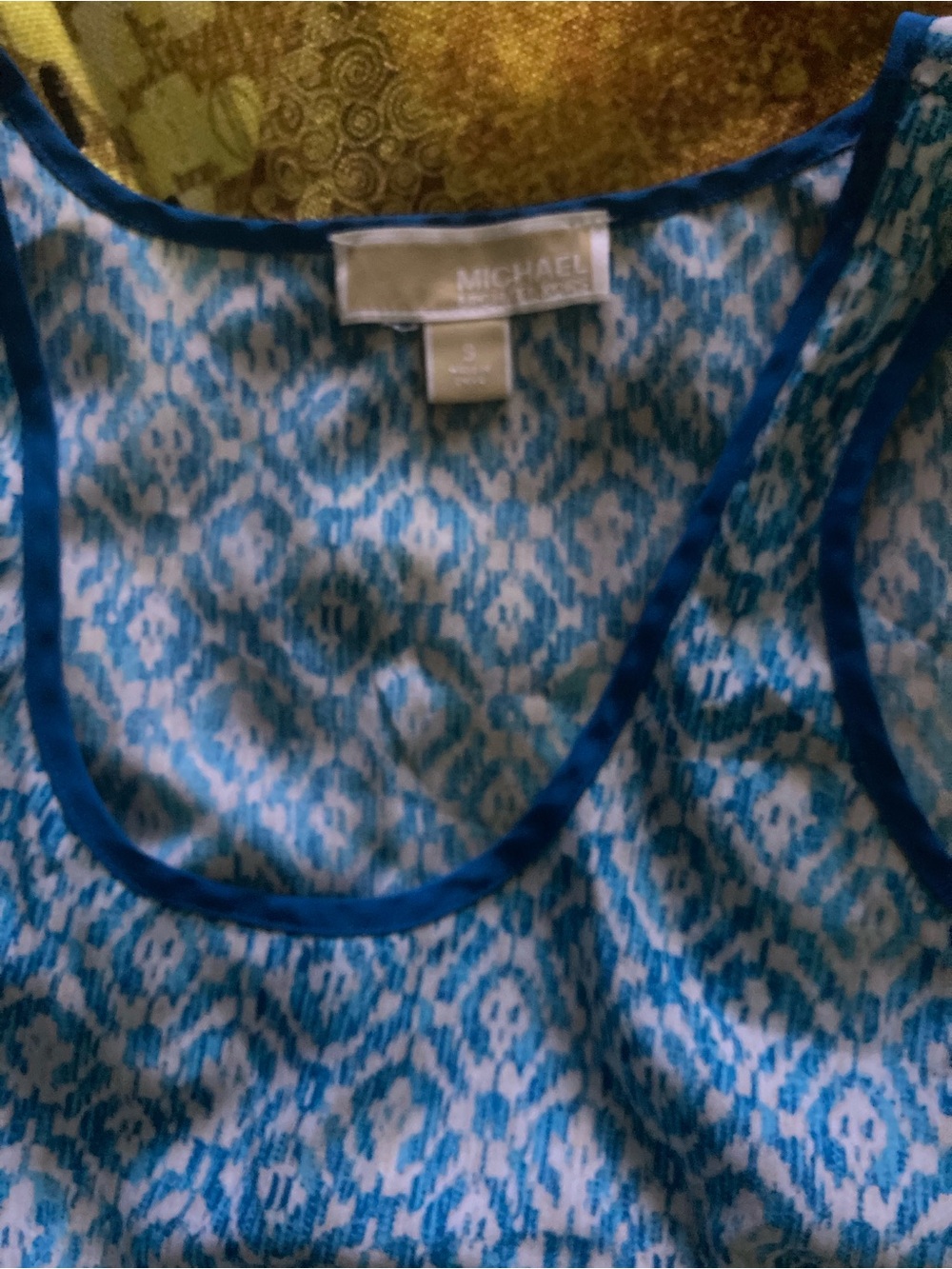 Michael Kors Blue and White Patterned Sleeveless Dress